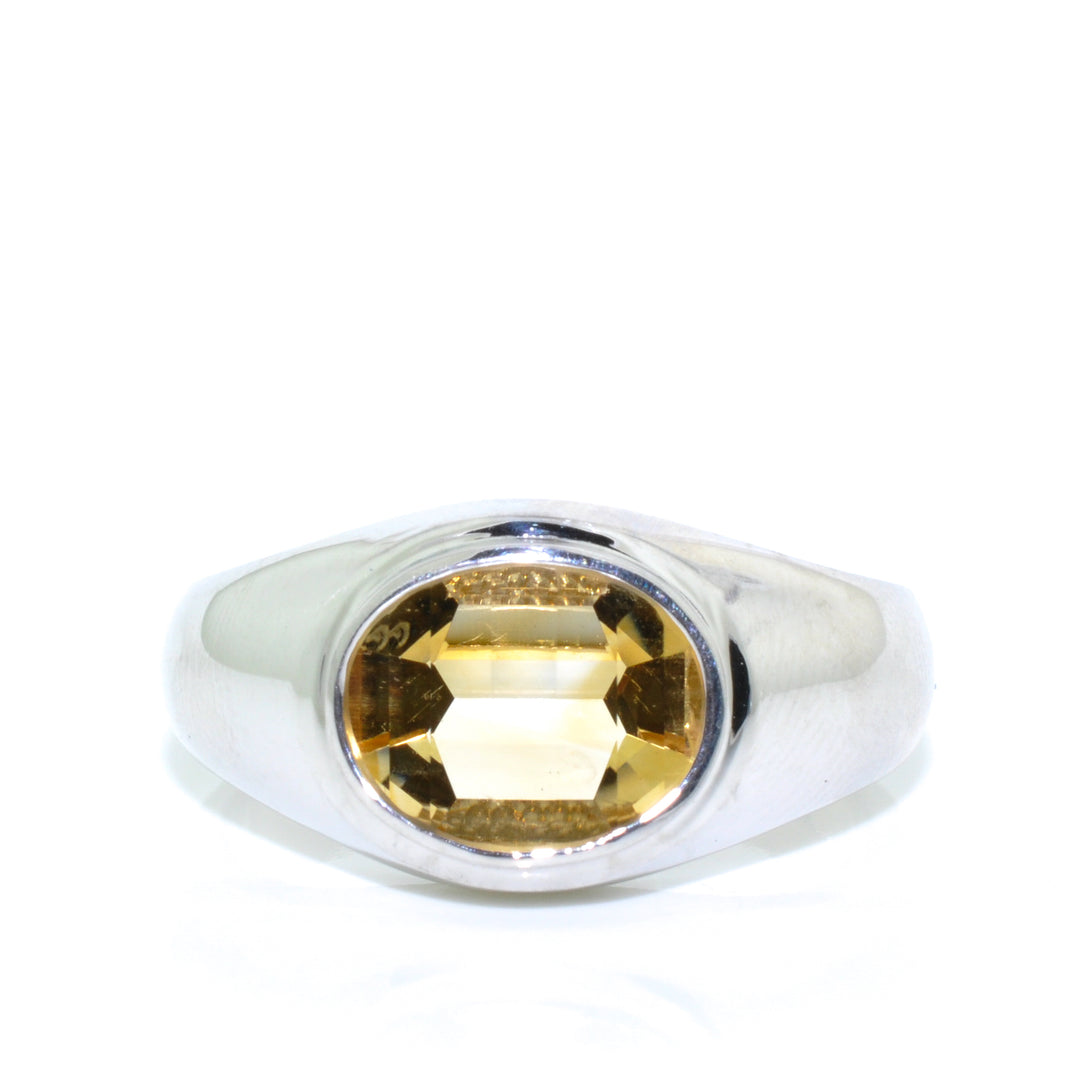 10KT White Gold Citrine Ring.