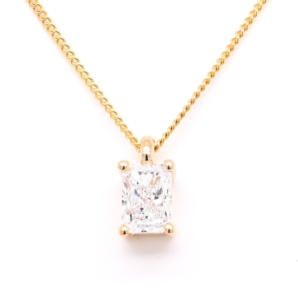 LUJO 10KT Yellow Gold 18" 0.30CTW Radiant Cut LAB Created Diamond Necklace.