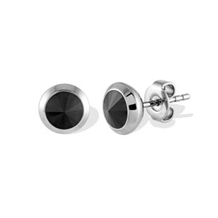 Italgem steel Black C.Z Stud Earrings.
