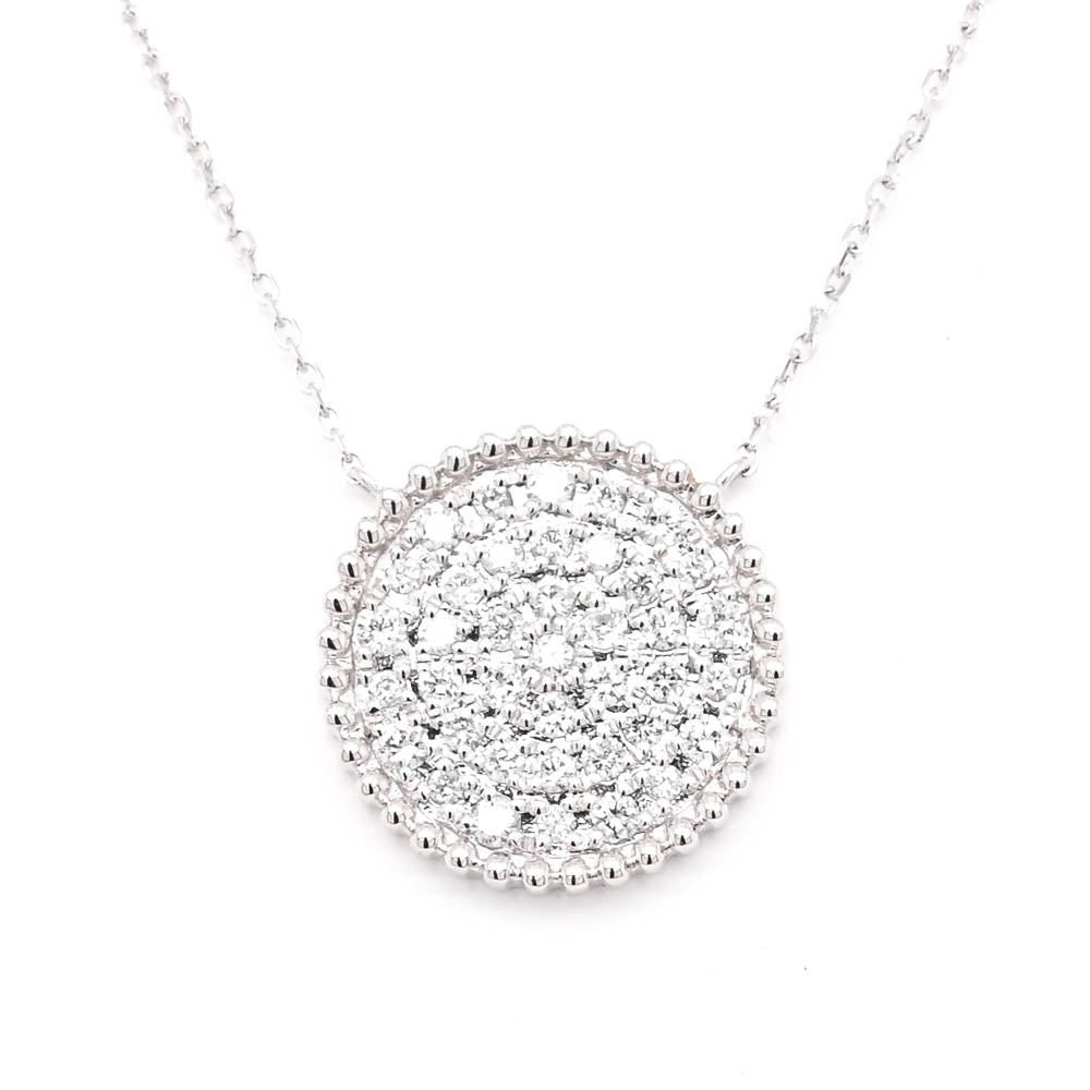 14KT White Gold 18" 0.46CTW Diamond Circle Necklace.