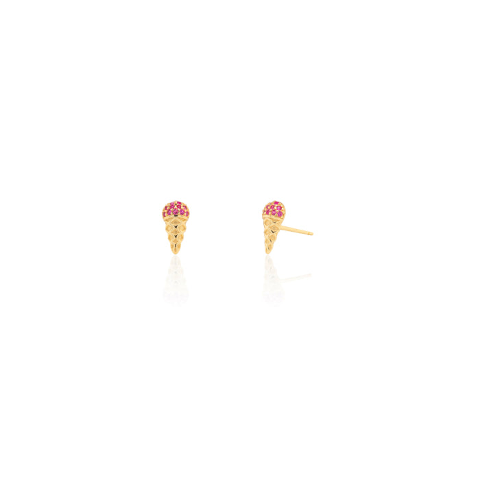 Sterling silver Gold Vermeil CZ Ice Cream Stud