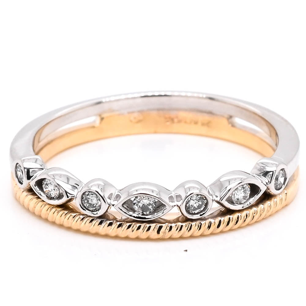 10KT White & Yellow Gold 0.10CTW Diamond Ring.