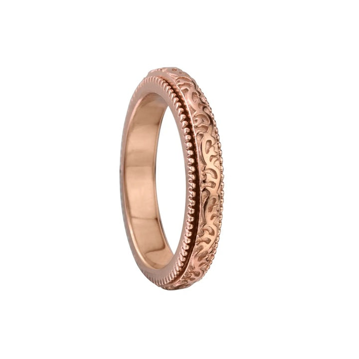"Rosebud" Sterling Silver RoseGold Vermeil Meditation Ring. Size: 9