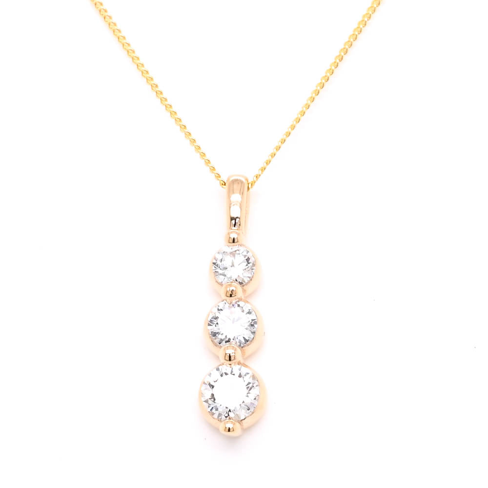 LUJO 10KT Yellow Gold 18" 0.50CTW Round Brilliant LAB Created Diamond Necklace.