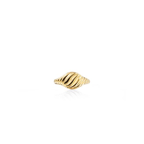 Sterling Silver Gold Vermeil Puffed Croissant Signet Ring.