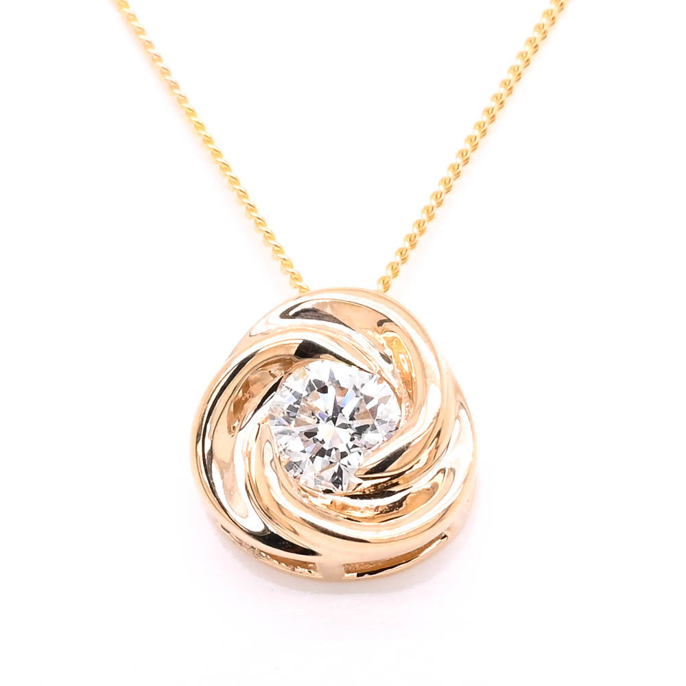 LUJO 10KT Yellow Gold 18" 0.30CTW Round Brilliant Shape LAB Created Diamond Necklace.
