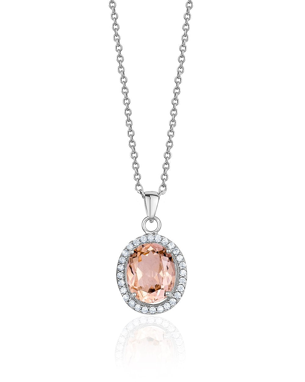 Larus Sterling silver 18" Nano Morganite Glass Necklace.