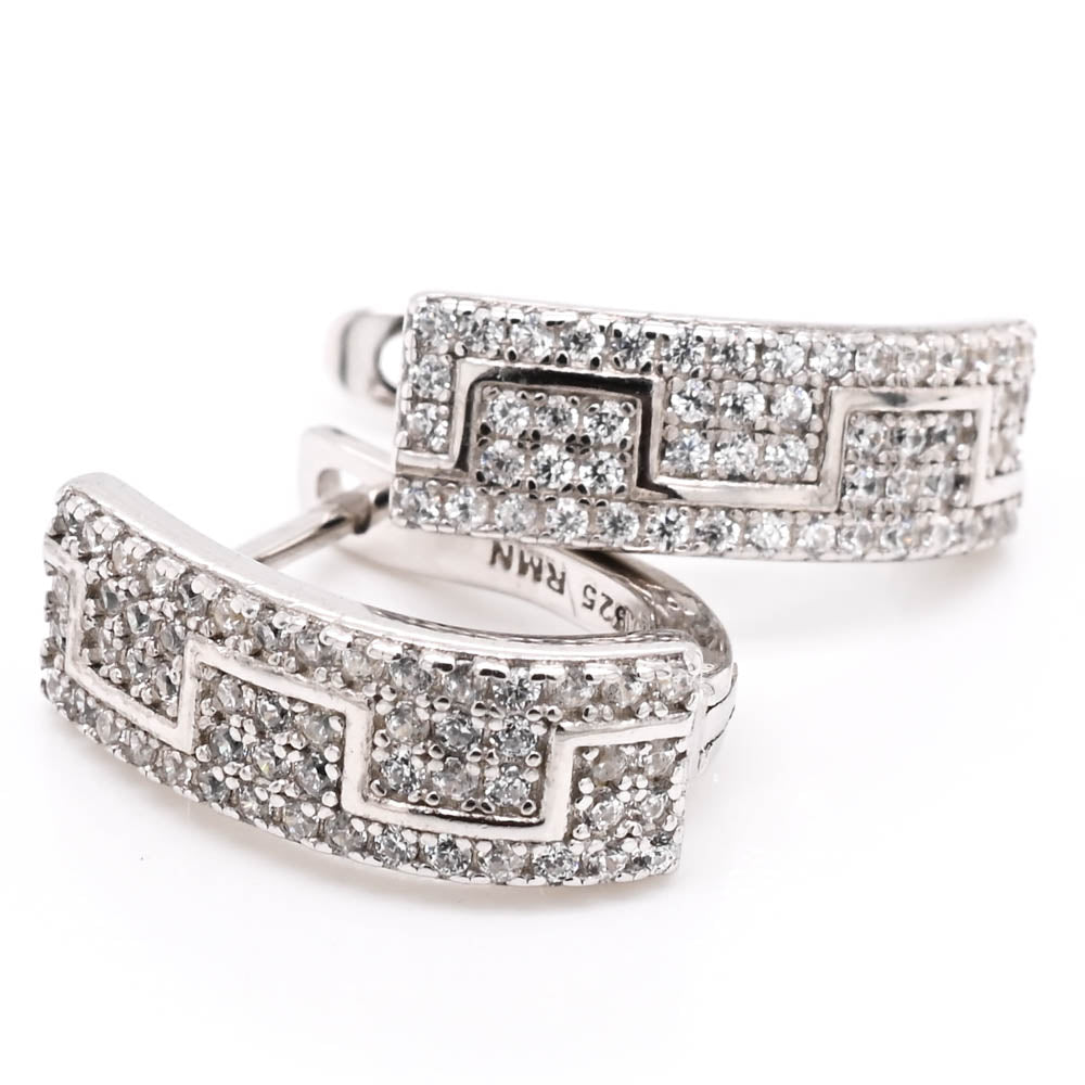 Sterling Silver C.z Drop Earrings.