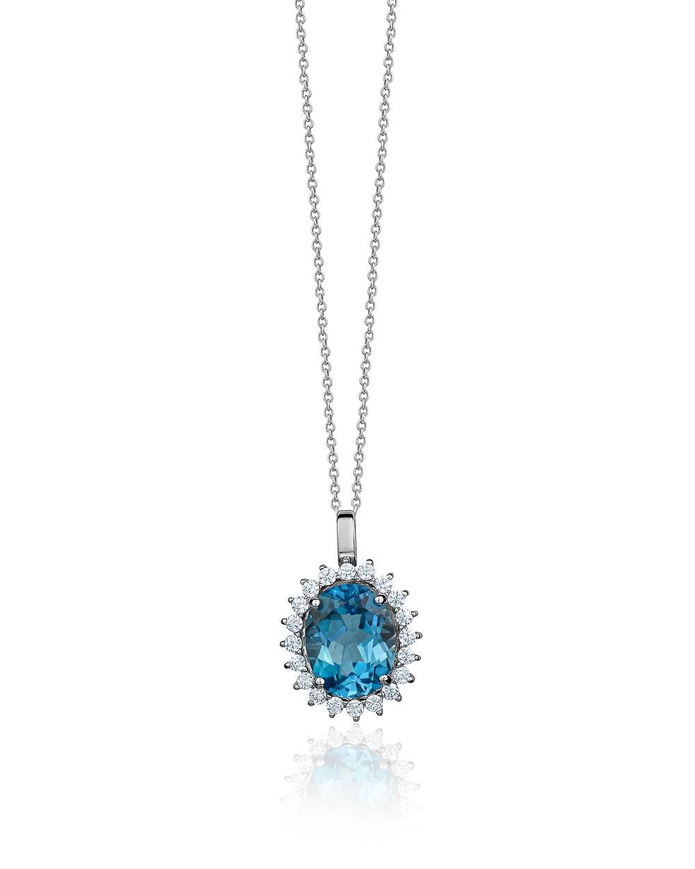 Larus Sterling Silver 18" Blue Topaz Necklace.