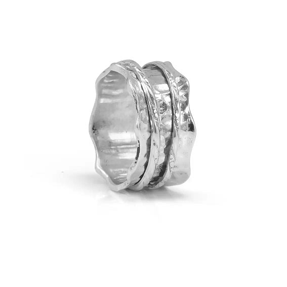 "Sea" Meditation Ring - Sterling Silver Ring. Size 8.