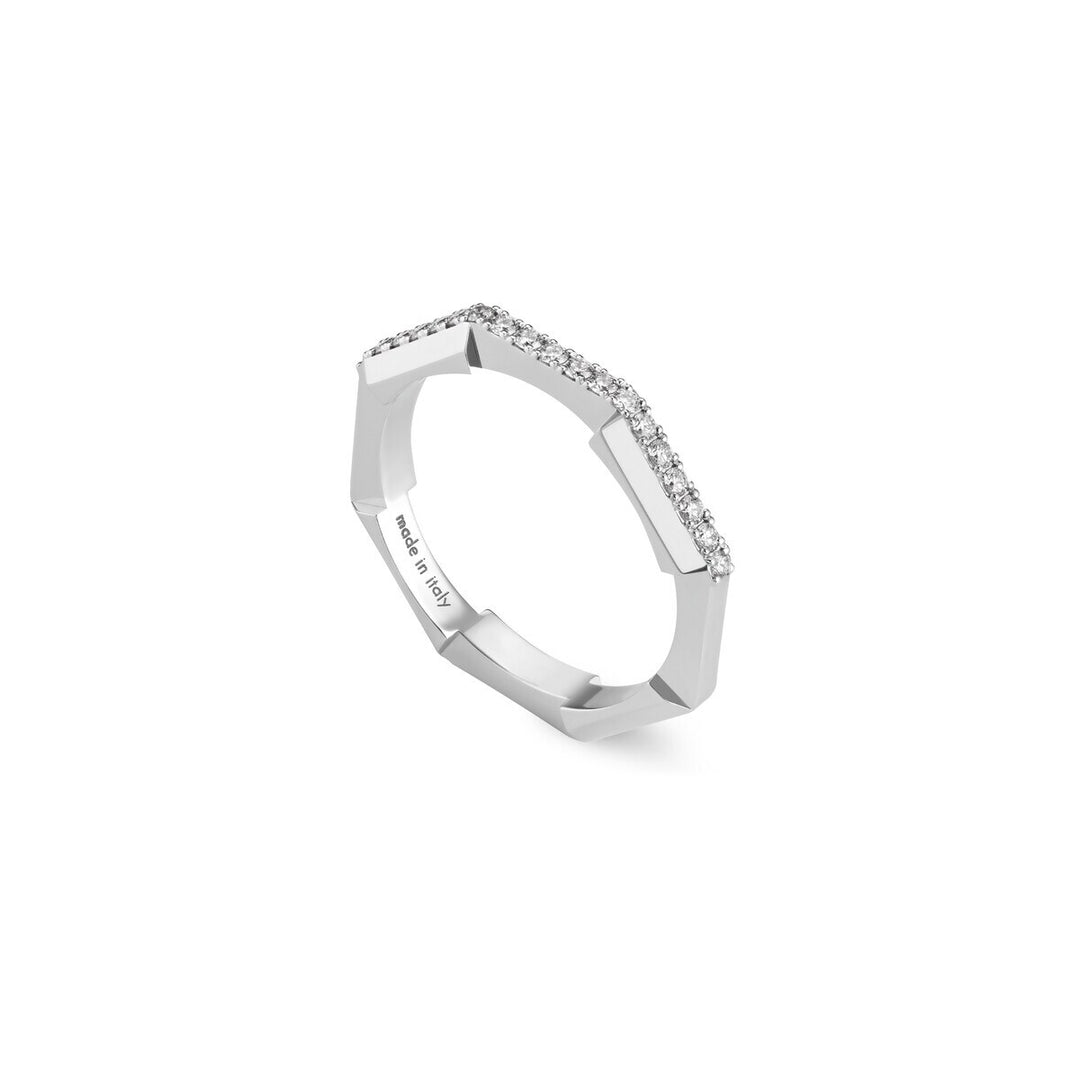 Gucci 18KT White Gold 0.16CTW VVS G-H Colour Diamond Link To Love Ring.