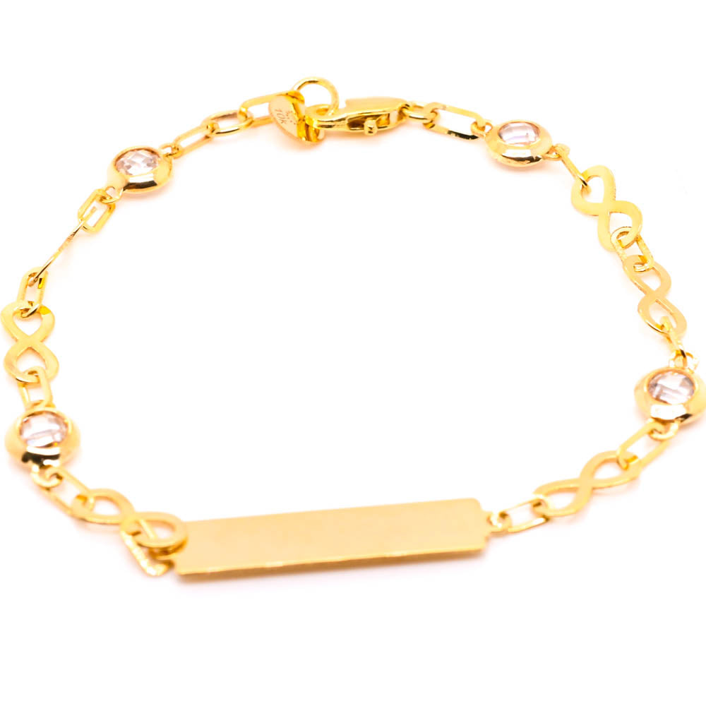 10KT Yellow Gold 6.5" Infinity ID C.Z Childrens Bracelet.