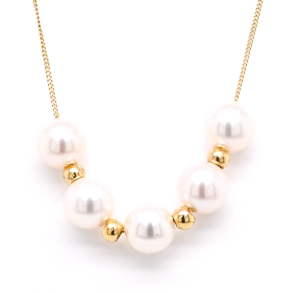 10KT Yellow Gold 18" 6.5-7mm Pearl Necklace.