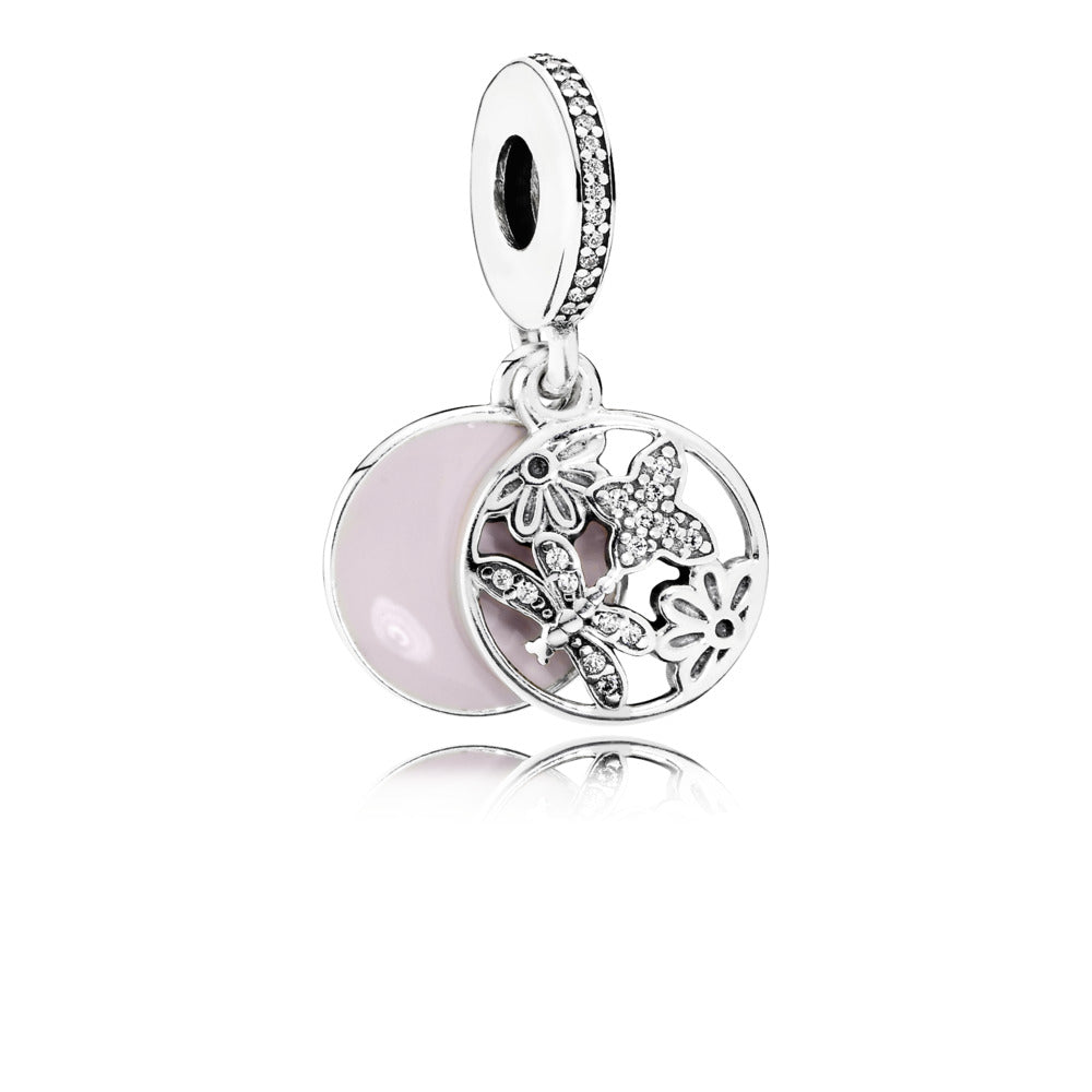 Springtime, Soft Pink Enamel & Clear CZ