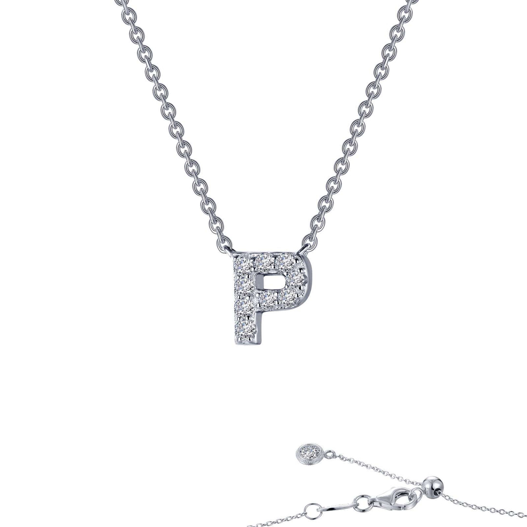 LAfonn Sterling silver C.Z Letter P Initial Necklace.