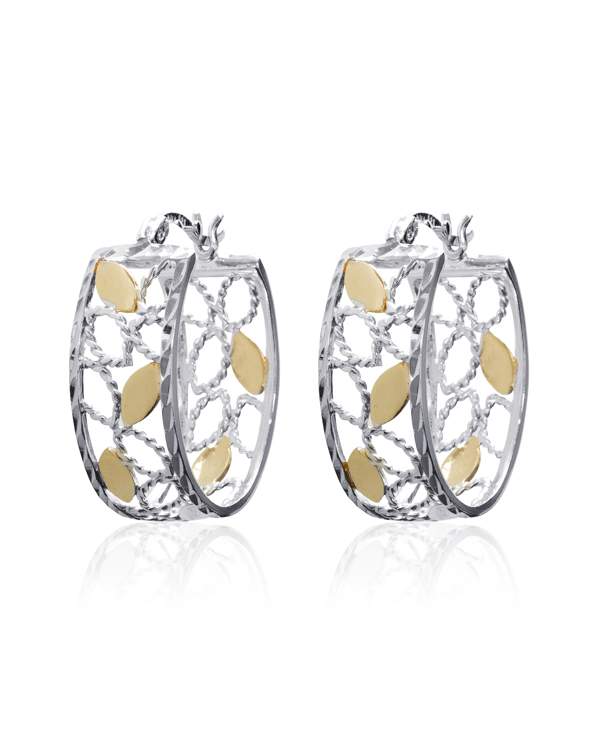 Larus Sterling Silver 26x20mm Filigree Hoop Earrings.