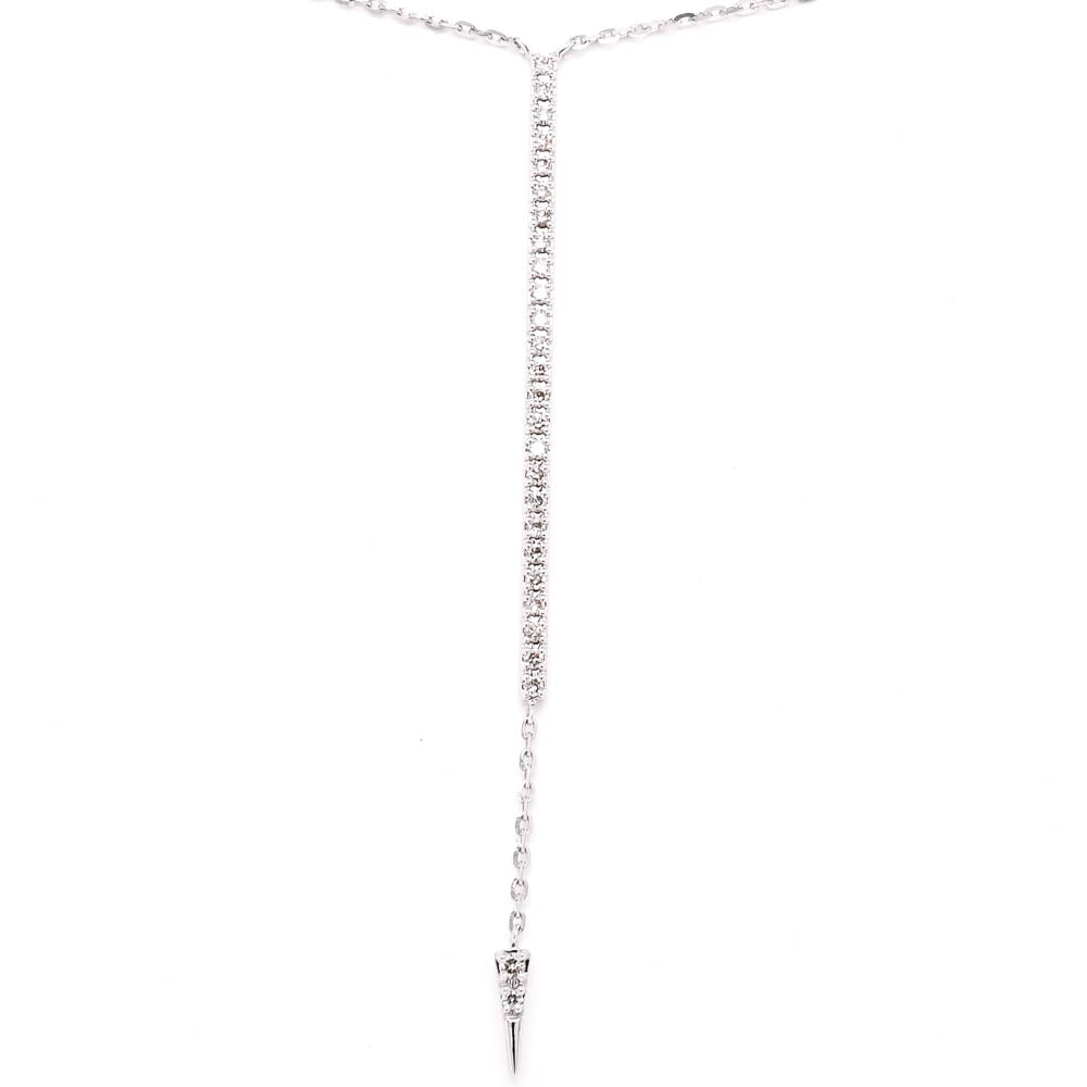 14KT White Gold 18" 0.13CTW Diamond Drop Necklace.