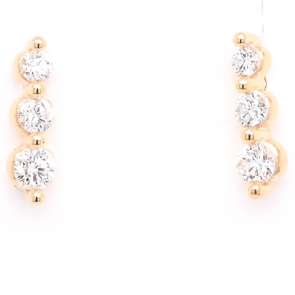 LUJO 10KT Yellow Gold 0.50CTW Round Brilliant LAB Created Diamond Drop Earrings.