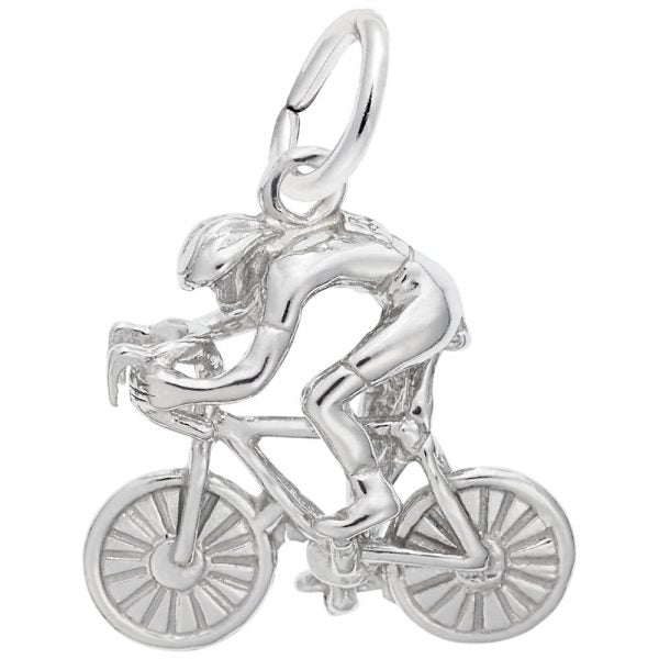 Rembrandt Sterling Silver Male Cyclist Charm.