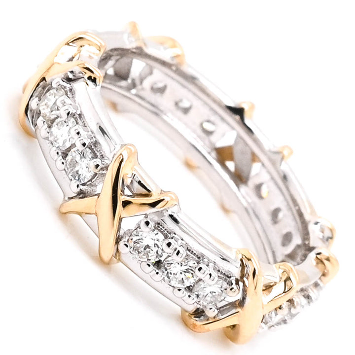 14KT White & Yellow Gold 0.68CTW  Colour Diamond Eternity Celebration Ring.