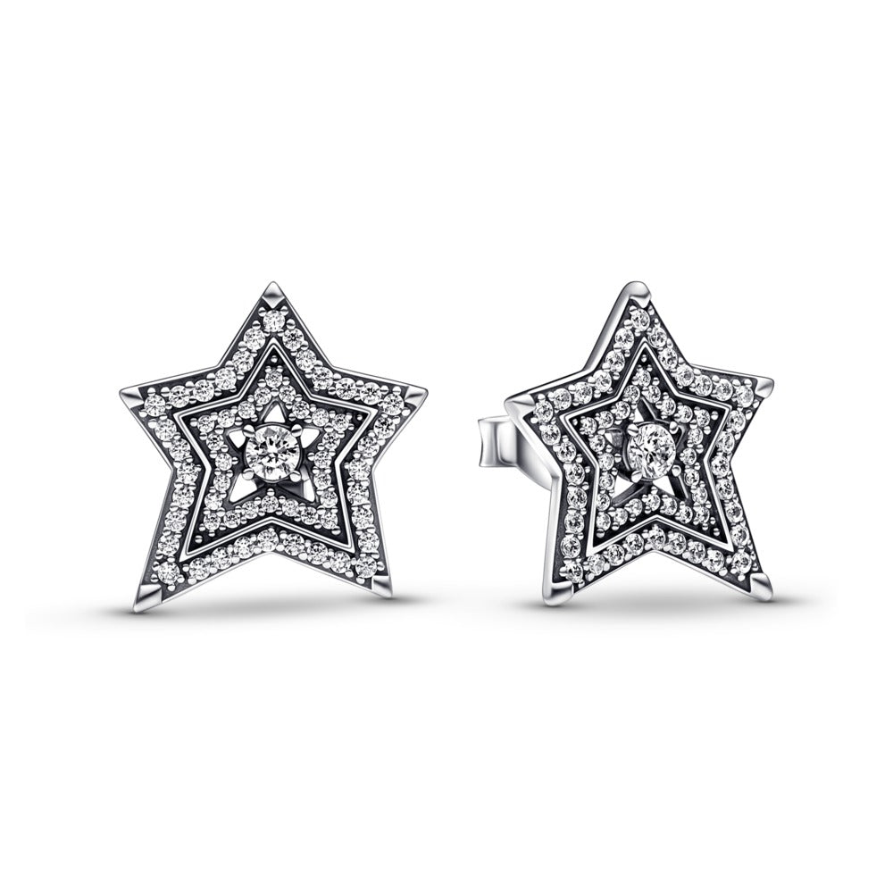 Pandora Celestial Asymmetric Star Stud Earrings