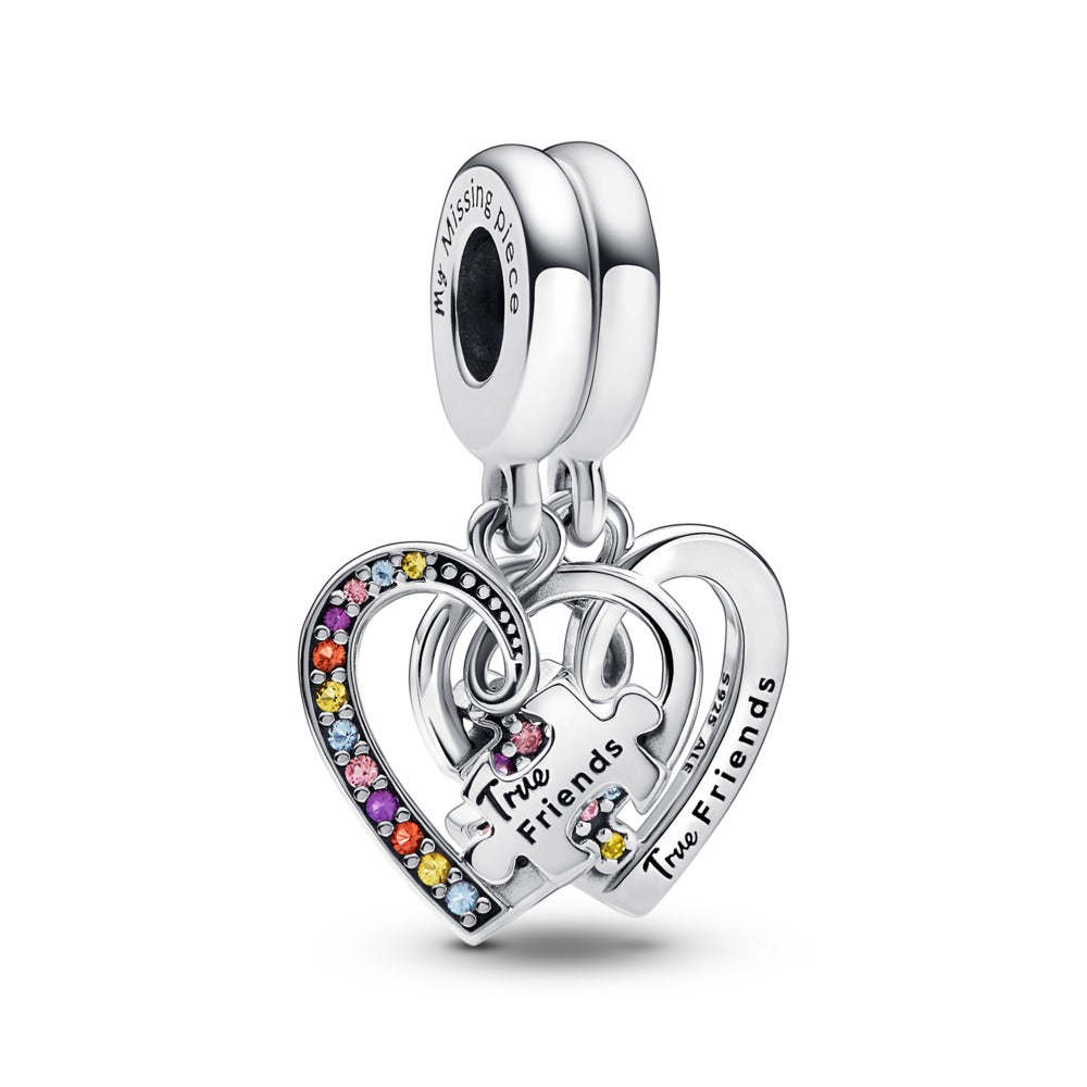 Puzzle Piece Hearts Splittable Friendship Dangle Charm