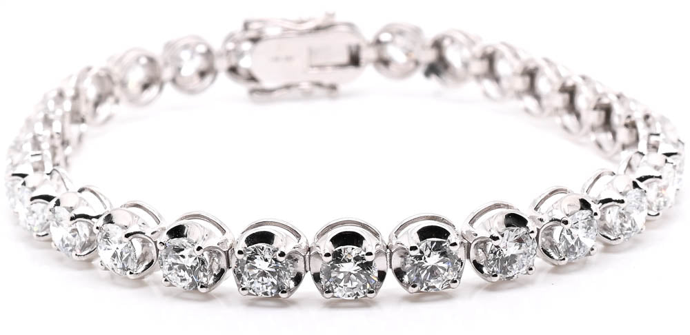 14KT White Gold 7.75" 10.14CTW LAB GROWN Diamond Tennis Bracelet.