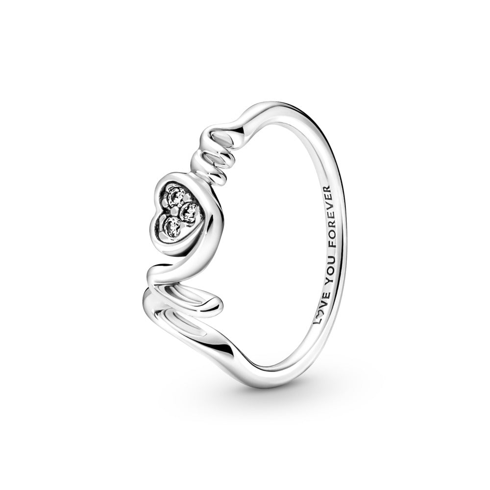 Mom Pave Heart Ring