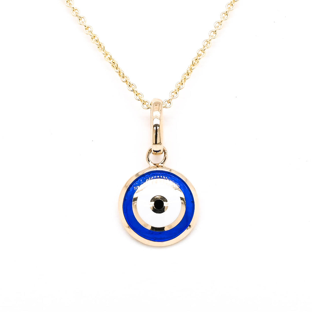 14KT Yellow Gold 18" 10MM Evil Eye Necklace.