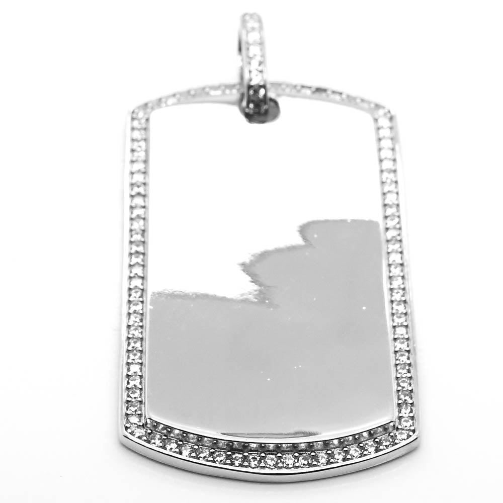 Sterling silver 46x25mm C.Z Dog Tag.