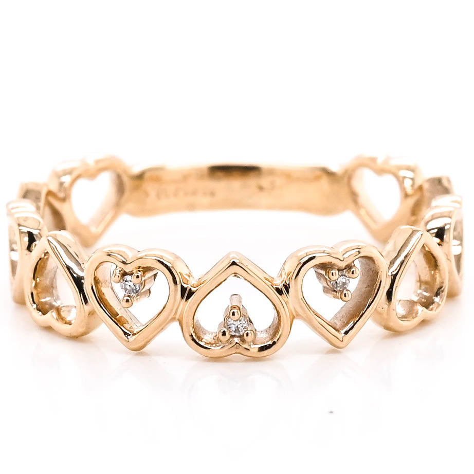 10KT Yellow Gold 0.02CTW Diamond Heart Ring.