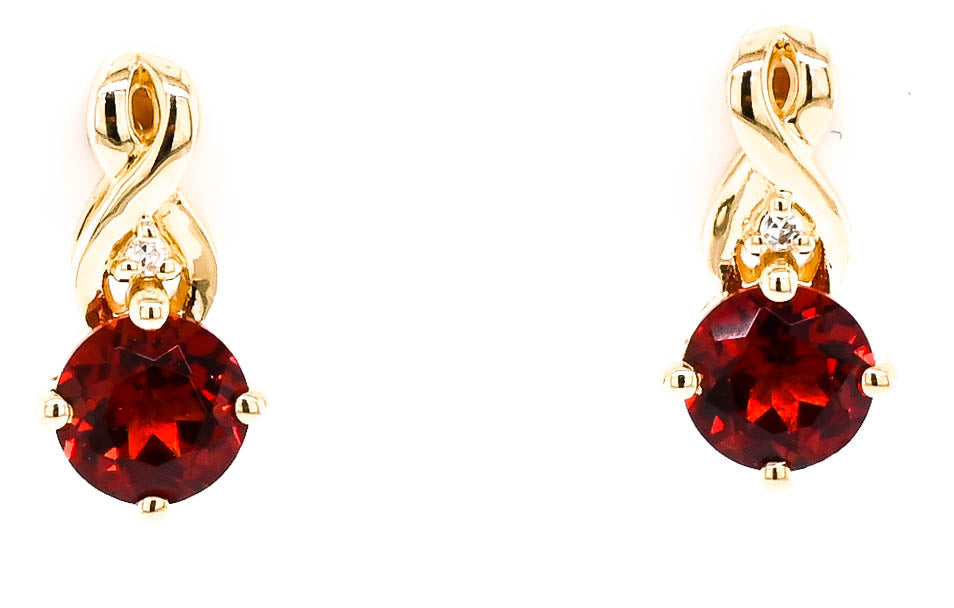 10KT Yellow Gold 1.20CTW Garnet and Diamond Earrings.