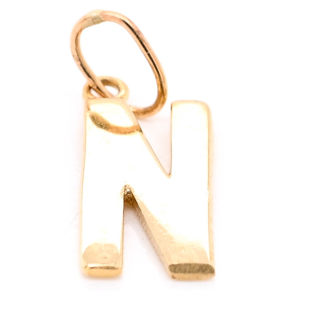 10KT Yellow Gold "N" Initial Pendant.