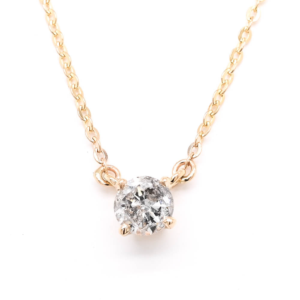 14KT Yellow Gold 18" 0.99CT Round Brilliant Diamond Solitaire Necklace
