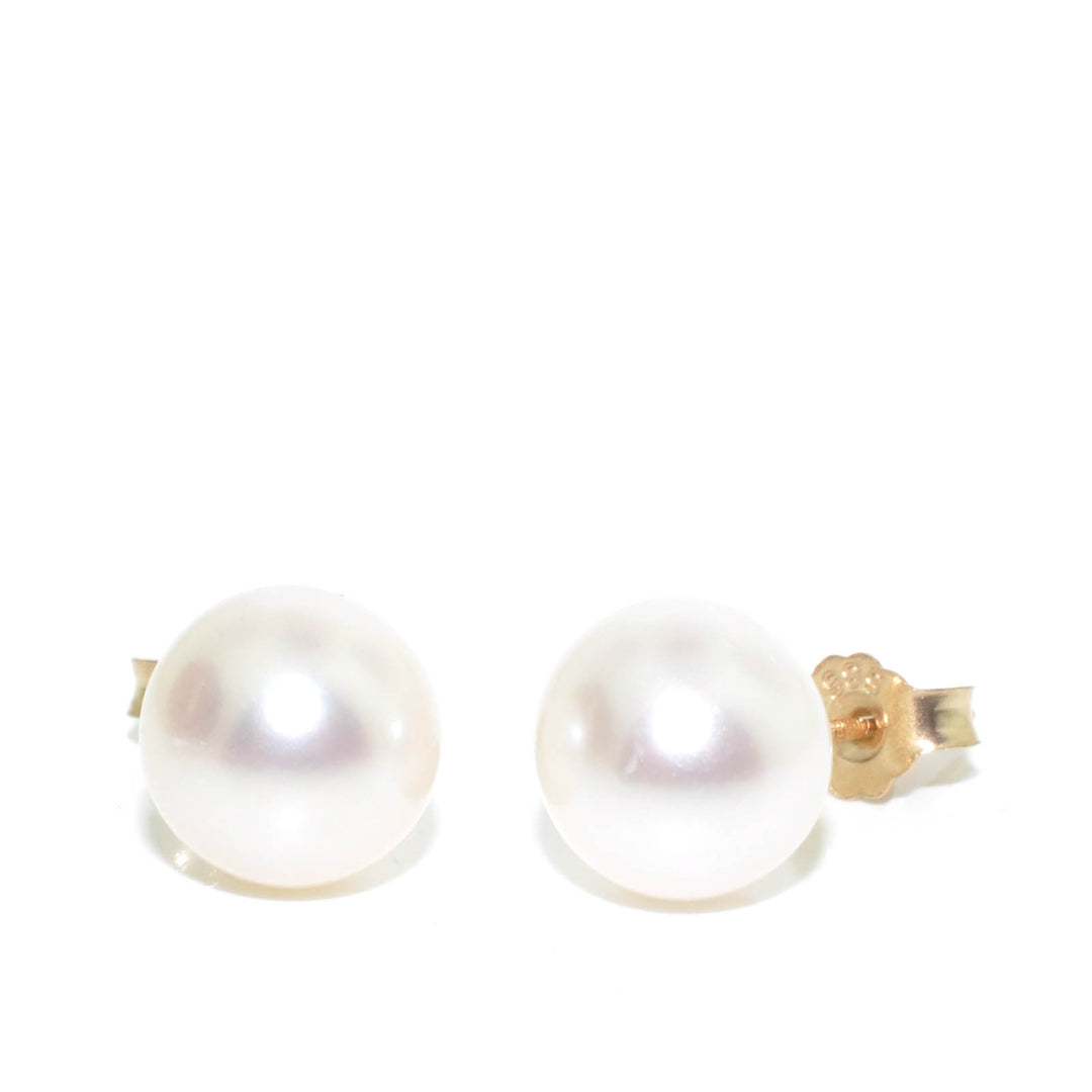 14KT Gold 7.5-8MM Pearl Stud Earrings.