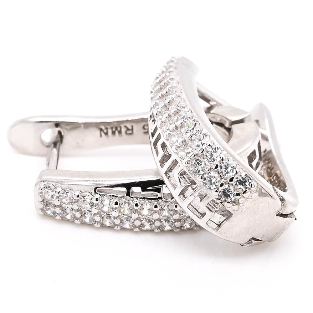 Sterling Silver 11x15mm C.Z Huggie Earrings.