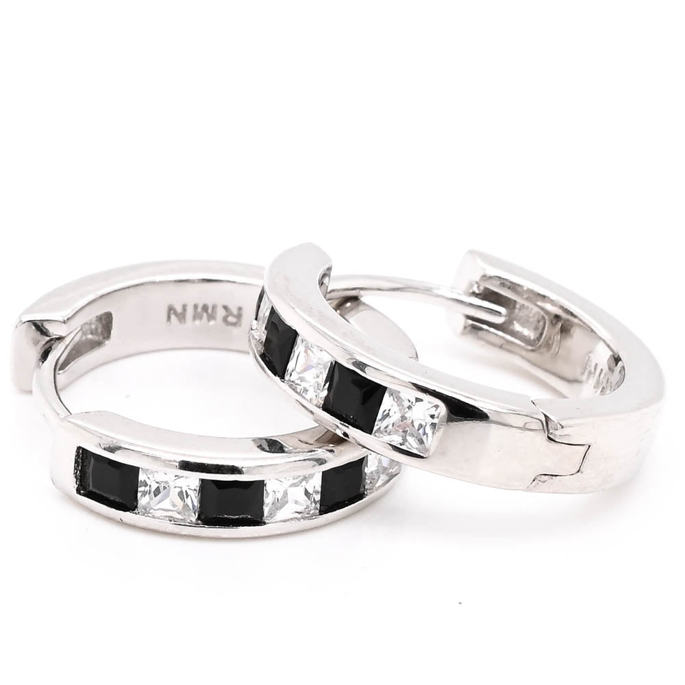 Sterling Silver 16mm C.Z Huggie Earrings.