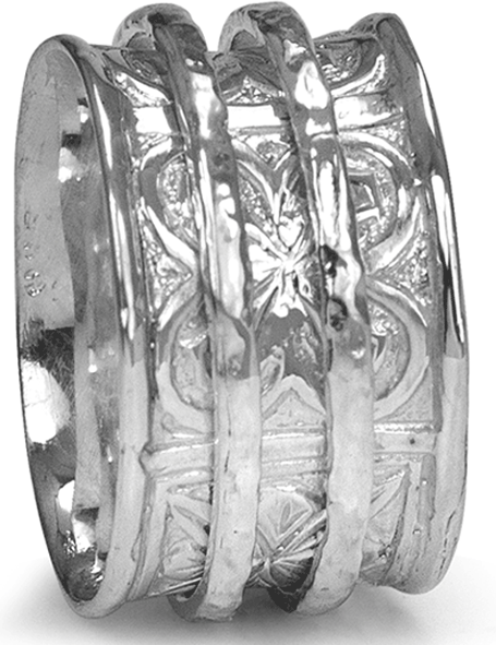 Faith Meditation Ring, Sterling Silver. Size 8.