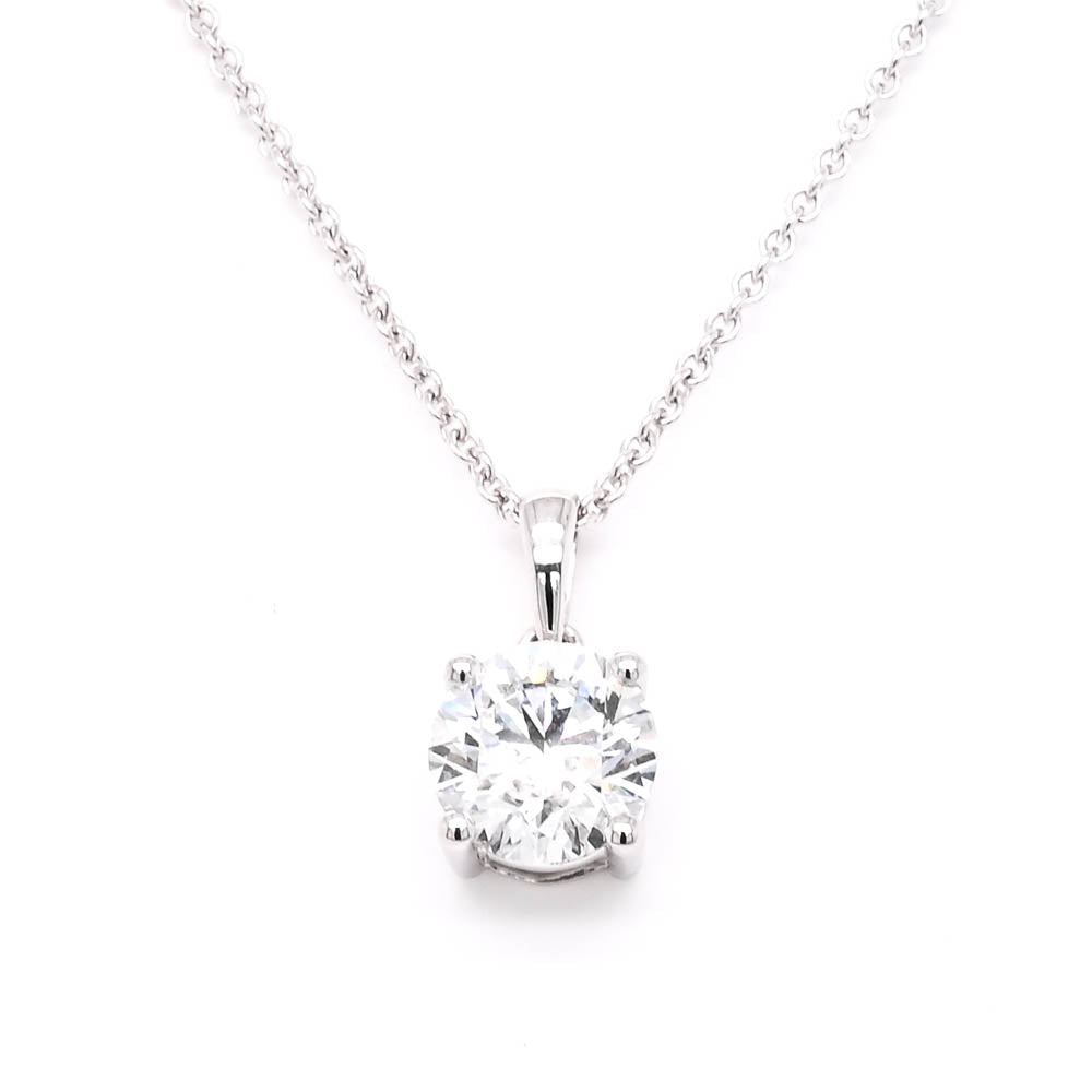 14KT White Gold 18" 1.21CTW VS F-G Colour Round Brilliant Lab Grown Diamond Necklace.