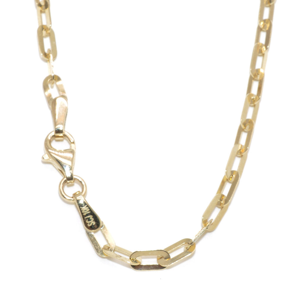 10KT Yellow Gold 22" 3.9mm Squared Paperclip Chain Necklace.