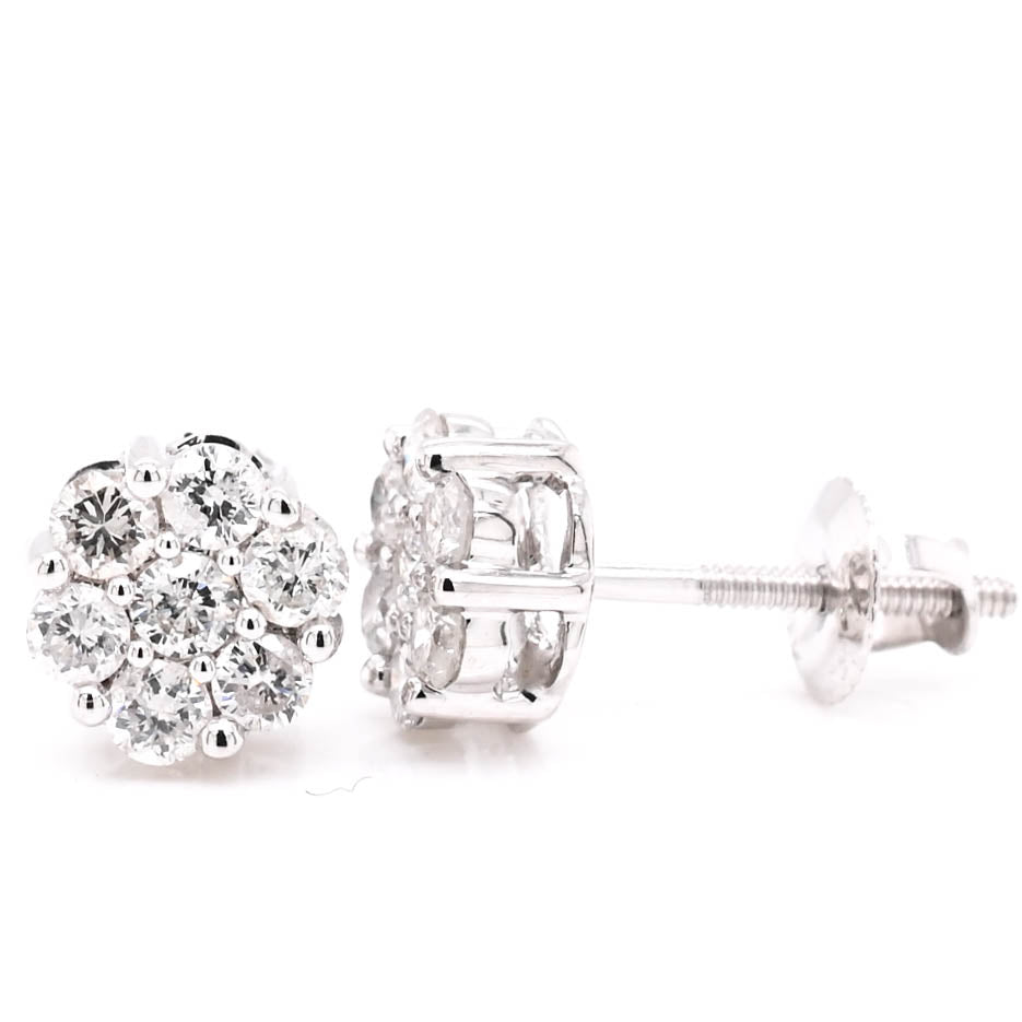 14KT White Gold 0.77CTW Diamond Stud Earrings.