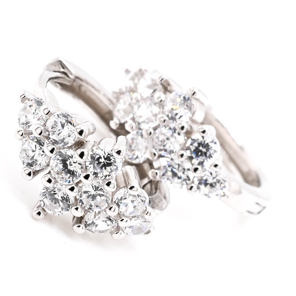 Sterling Silver 16mm C.Z Huggies Earrings.
