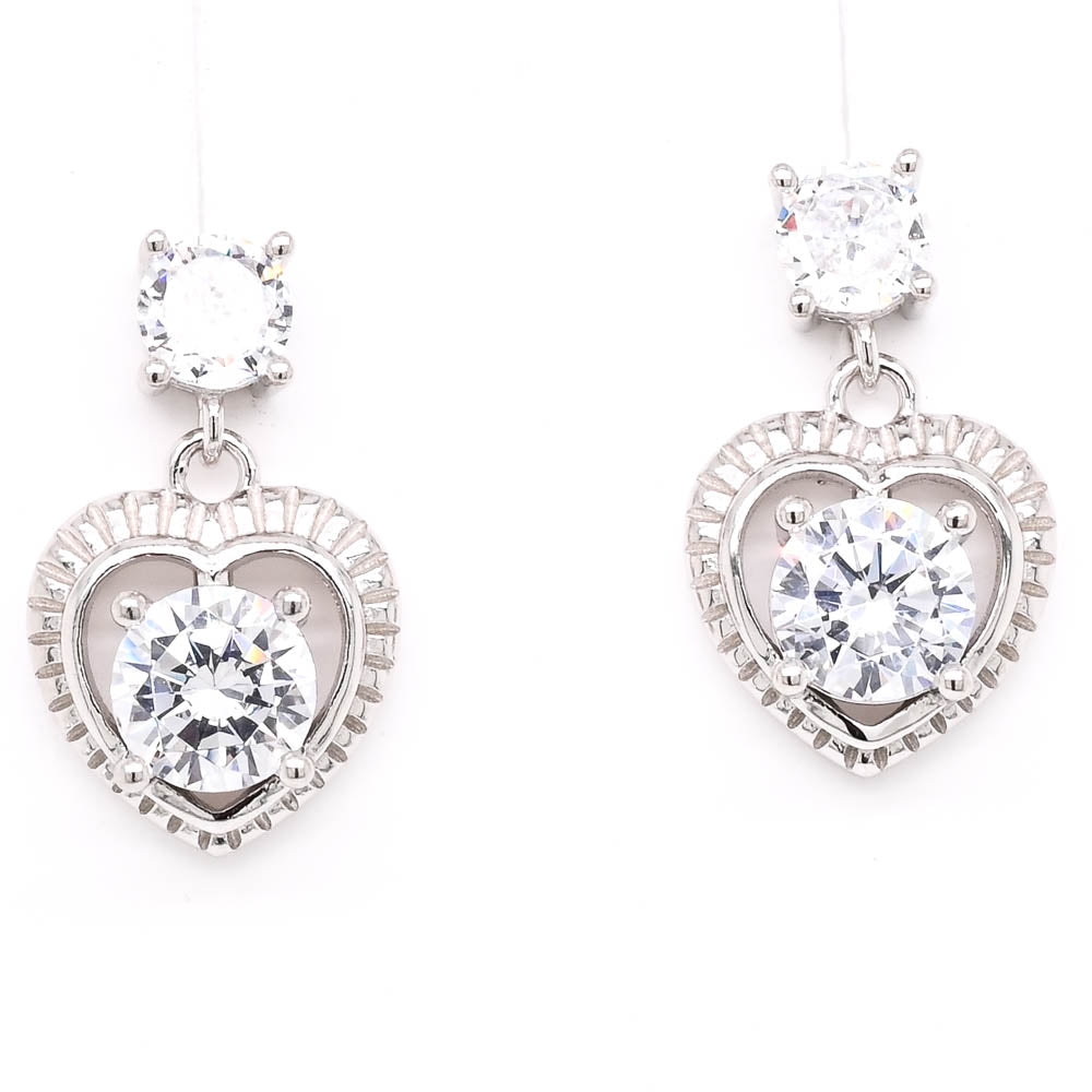 Sterling Silver C.z Dangle Earrings.