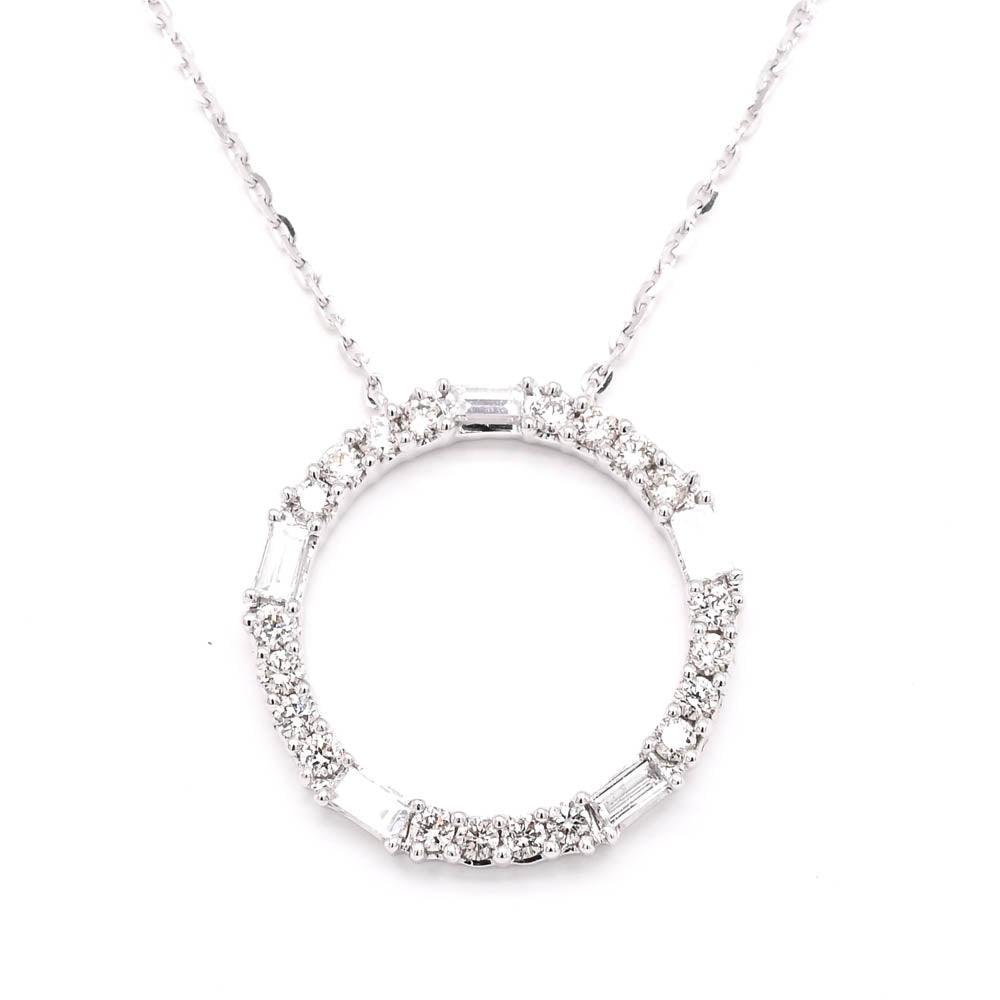 14KT White Gold 18" 0.29CTW Diamond Circle Of Love Necklace.