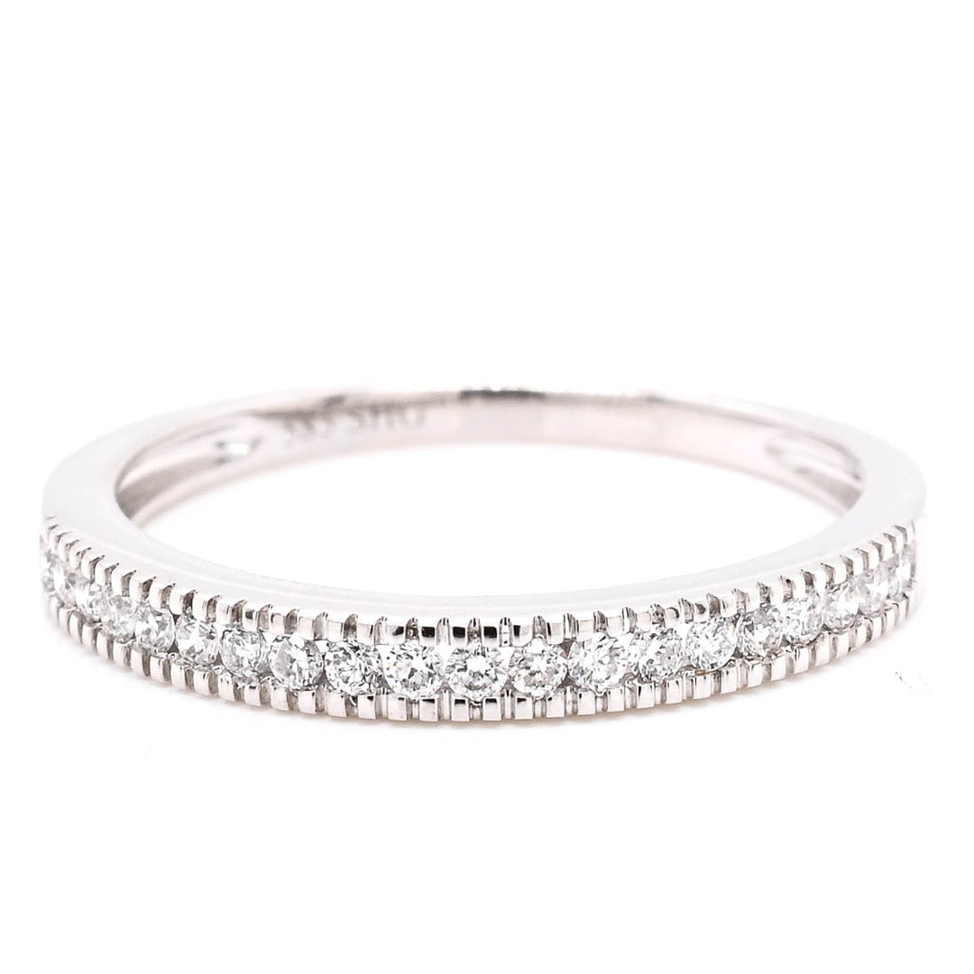 14KT White Gold 0.16CTW Diamond Wedding Band.
