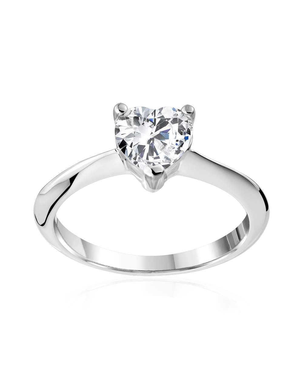 Sterling Silver 1.00CT Heart Shaped Moissanite Ring.