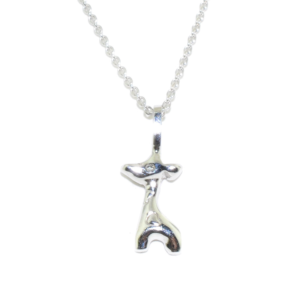 10KT White Gold and Diamond Giraffe Necklace.