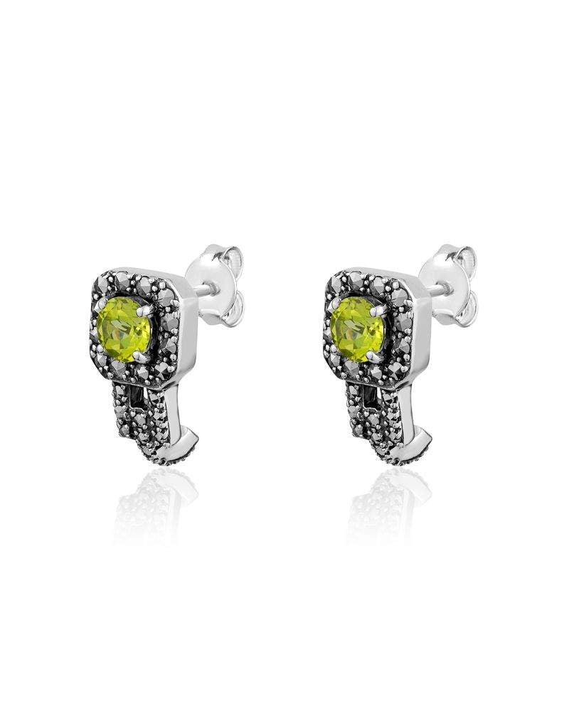 Larus Sterling silver Peridot & Marcasite Stud Earrings.