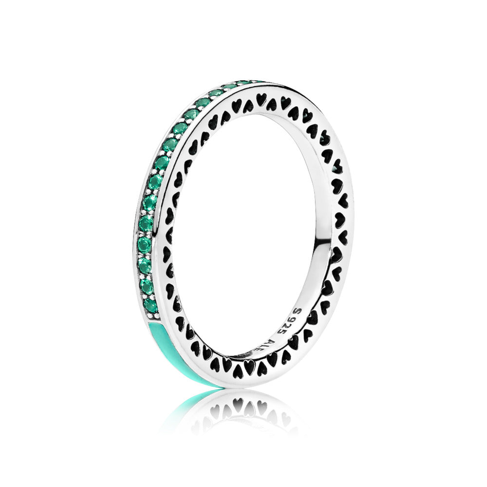Radiant Hearts of PANDORA, Bright Mint Enamel & Royal Green Crystals