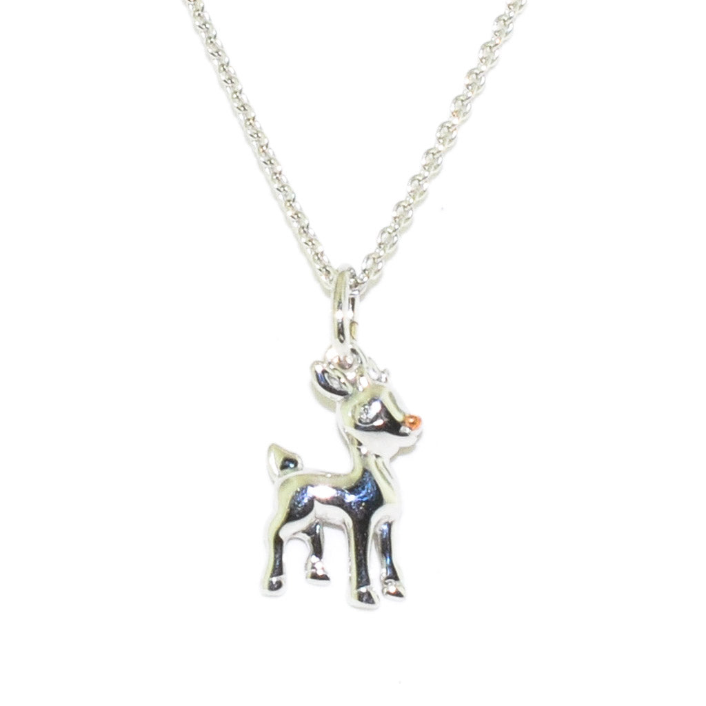10KT White Gold 15" Reindeer Children's Necklace.